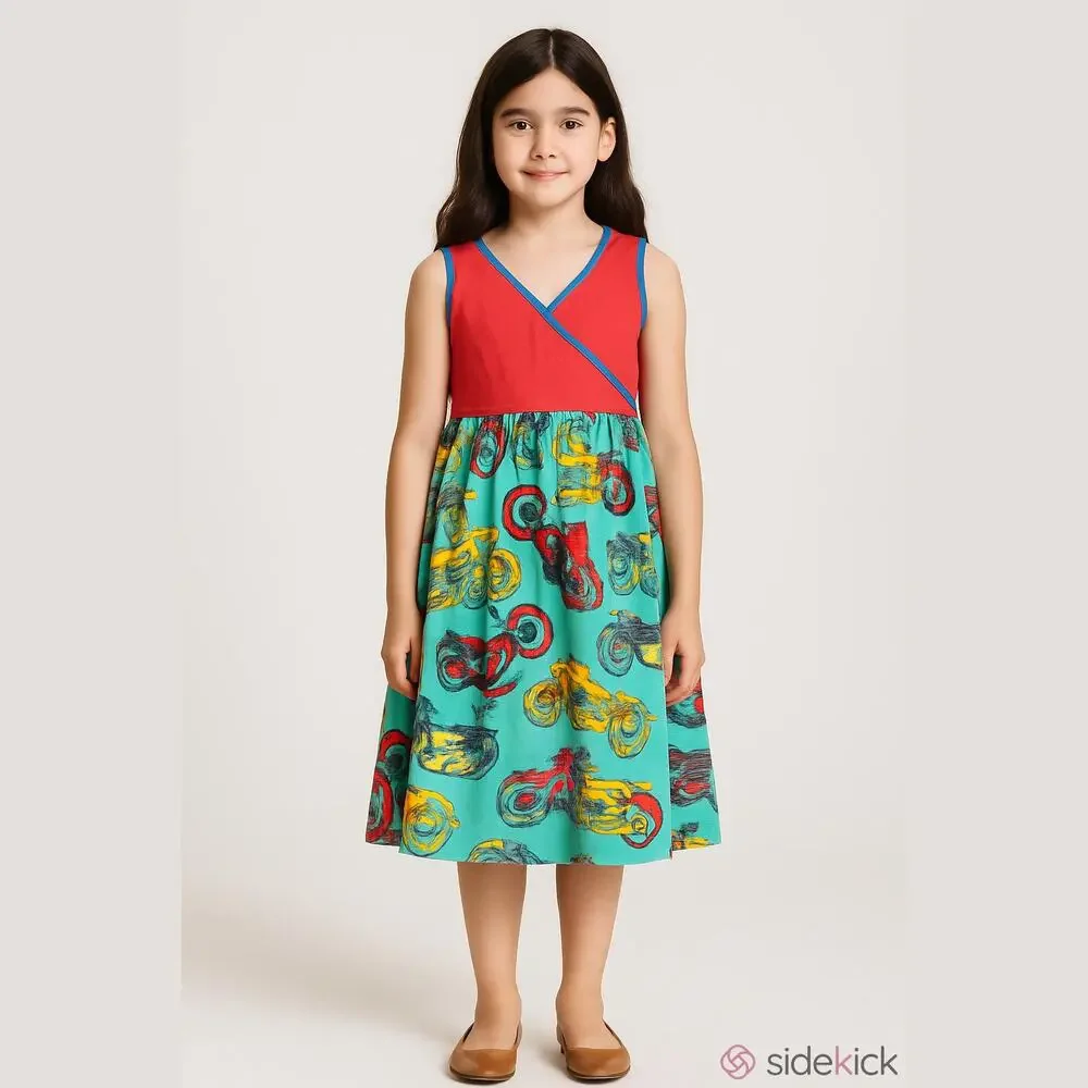 Chris N‎ Missy Red Teal Motorcycle Dress Butter Soft Twirl Size 12
